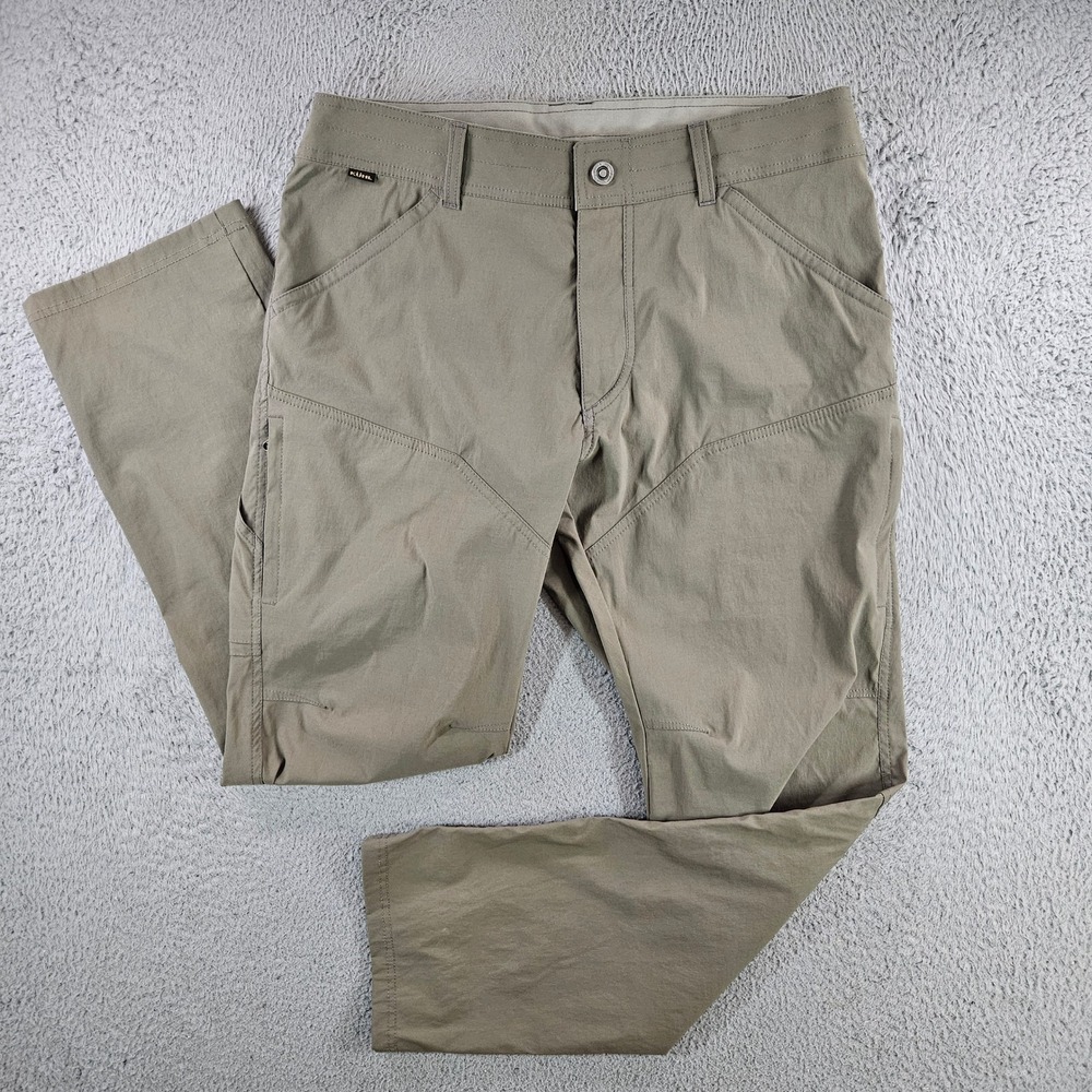 Kuhl Mens Hiking Pants Tan Khaki 34x32 Nylon Stretch Outdoor Trekking